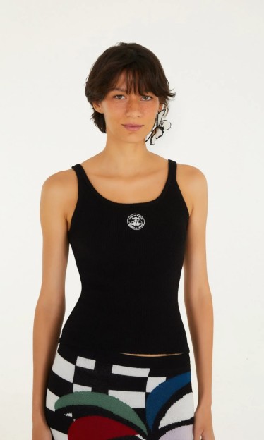 Regata Tricot Canelado Farmrio Preto Ref 15569