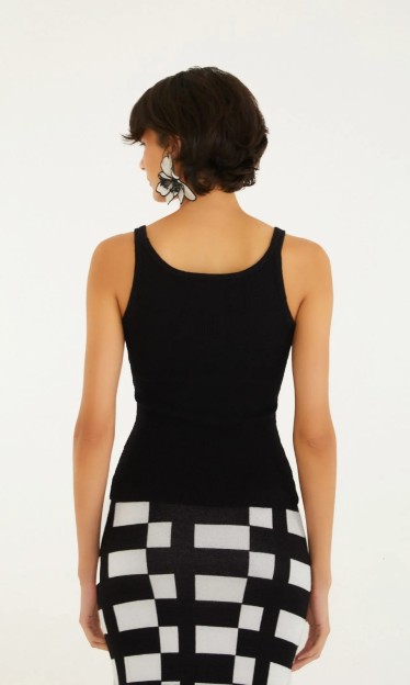 Regata Tricot Canelado Farmrio Preto Ref 15569