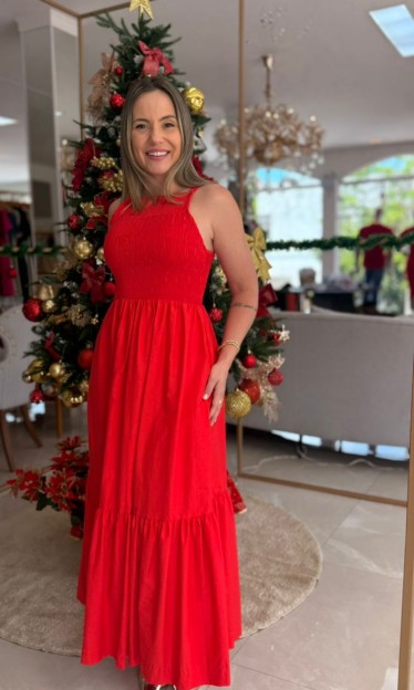 Vestido Lastex Vermelho Farm Ref 12067