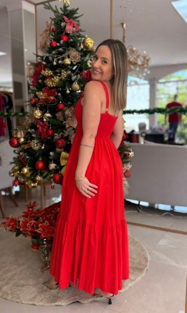 Vestido Lastex Vermelho Farm Ref 12067