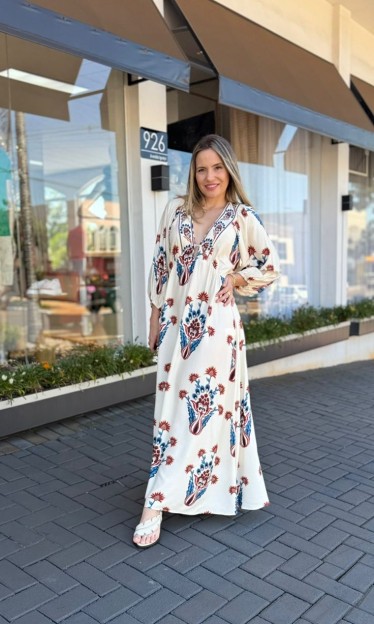 Vestido Longo Manga Indra Farm Ref 14868