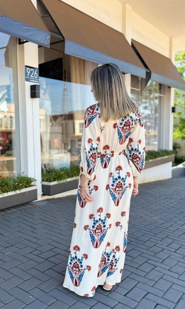 Vestido Longo Manga Indra Farm Ref 14868