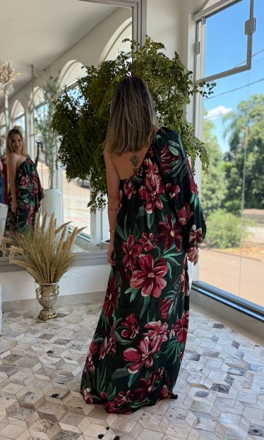 Vestido Longo Ombro Só Estampado Lineia Farm Ref 14867