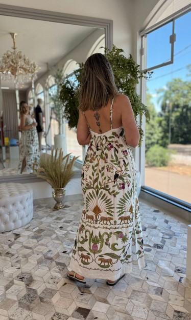 Vestido Cropped Estampado Floresta Doce Farm Ref 15787