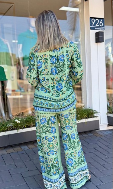 Blusa Amarração Estampada Azulejo Florido Farm Ref 14869