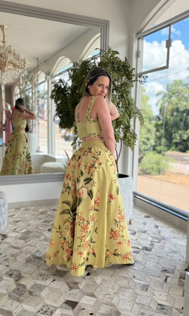 Saia Evasê Estampada Bosque Chic Farm Ref 15570