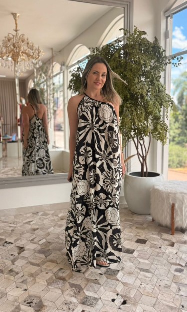 Vestido Ombro Só Estampado Flora Farm Ref 16063