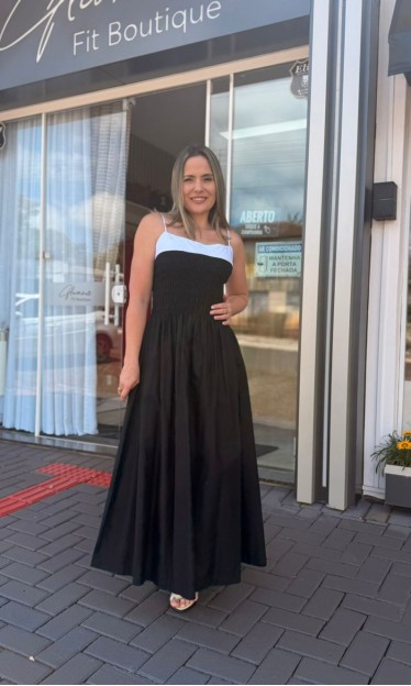 Vestido Bicolor Lastex Farm Ref 14899