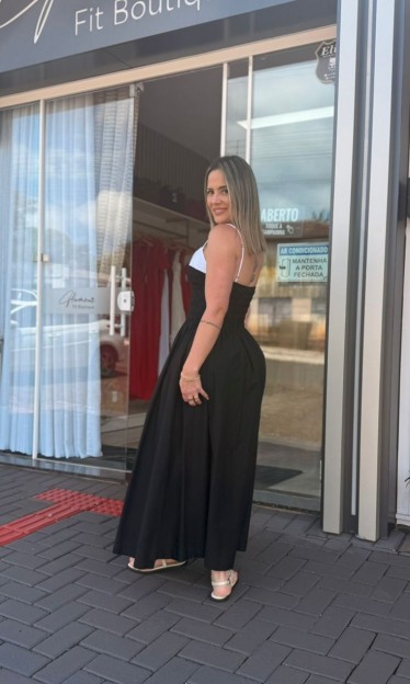 Vestido Bicolor Lastex Farm Ref 14899