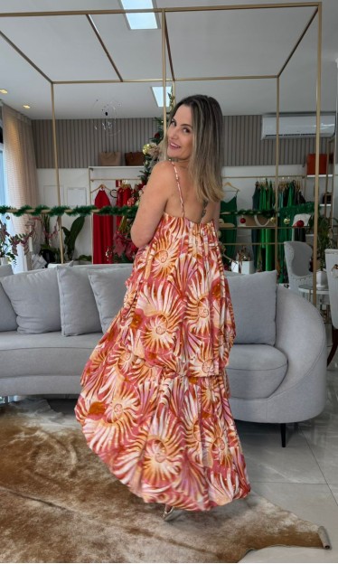 Vestido Balone Mullet Estampado Mar De Concha Farm Ref 16630