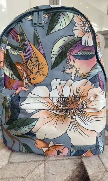 Mochila Farm Xodó Romance Em Flor Azul