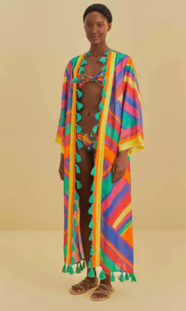 Kimono Localizado Listras Bia Farm 