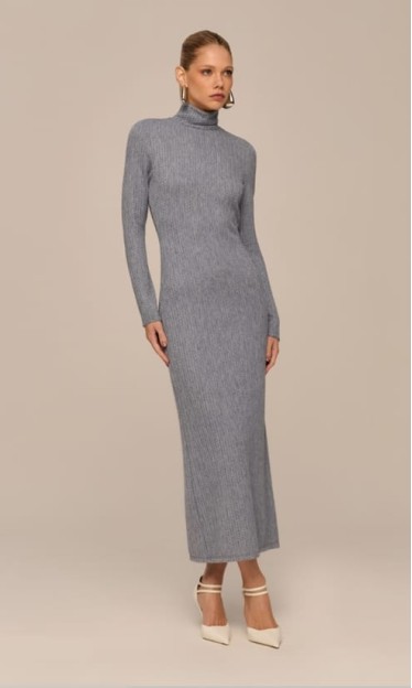 Vestido Midi Justo Manga Longa Carlota Costa Ref 13501