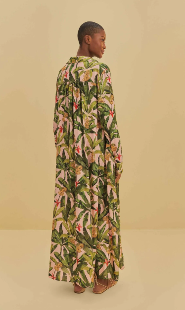 Vestido Chemise Banana Verde e Rosa Farm 