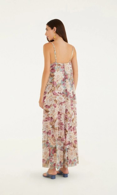Vestido Camadas Tule Estampado Serena Farm Ref 15377