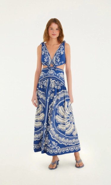 Vestido Cropped Lenço Estampado Jardim De Banana Farm Ref 16066