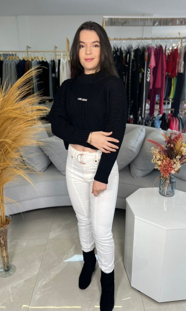 Calça Skinny Isabelli Cós Alto Off White