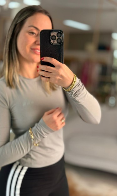 Camisa Manga Longa Essential Cinza Adidas Ref 16790