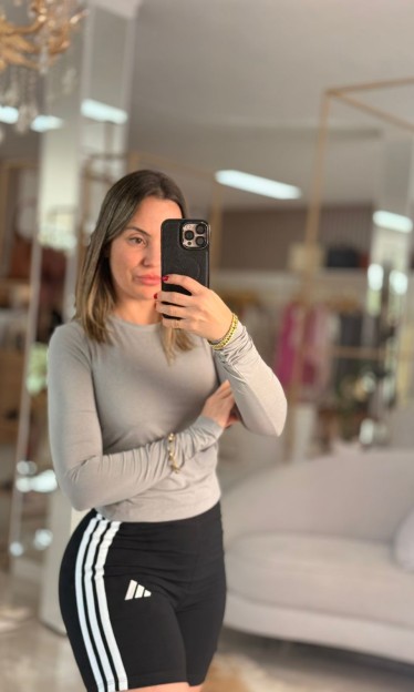 Camisa Manga Longa Essential Cinza Adidas Ref 16790