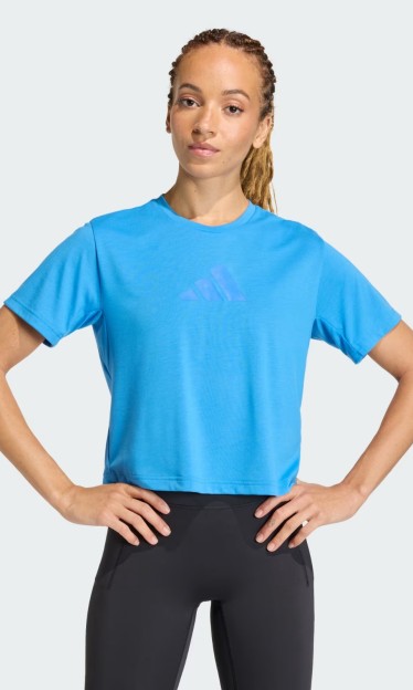Camiseta de Performance Com o Logotipo Grande Treinando Essentials Azul Adidas Ref 16939