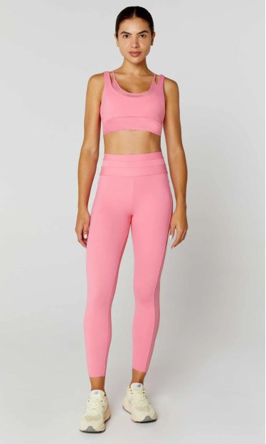 Legging 7/8 Bolsos e Recortes De Tule Rosa