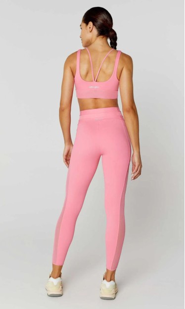 Legging 7/8 Bolsos e Recortes De Tule Rosa