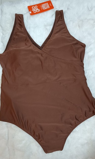 Maiô Plus Size Transpassado Com Argola Marrom Alto Giro Ref 15815