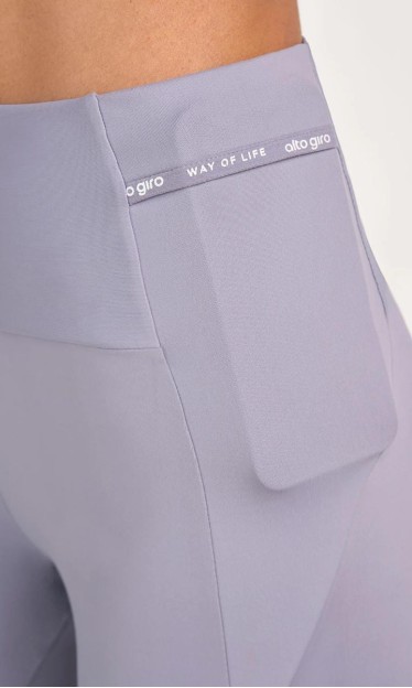 Legging Bolsos Laterais Alto Giro com Lapela Cinza Ref 13781
