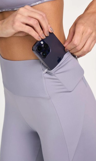 Legging Bolsos Laterais Alto Giro com Lapela Cinza Ref 13781