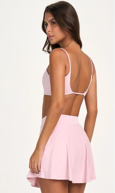 Saia-shorts Eterna Sobreposta Evase Alto Giro Rosa Ref 13805