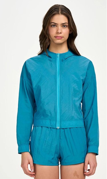 Jaqueta Cropped Alto Giro com Fita Personalizada Azul Ref:13895