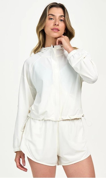 Jaqueta Sport Com Capuz Alto Giro Branco Ref 13885