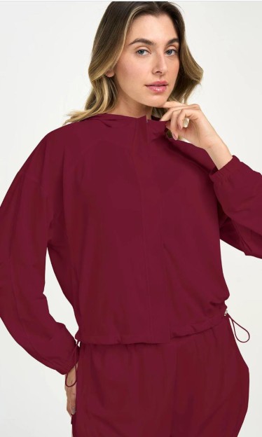 Jaqueta Sport Com Capuz Alto Giro Vermelho Tinto Ref 13885