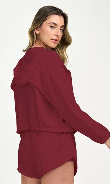 Jaqueta Sport Com Capuz Alto Giro Vermelho Tinto Ref 13885