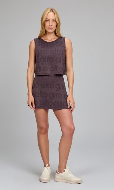 Regata Cropped Mesh Marrom Nobre Alto Giro Ref 14944