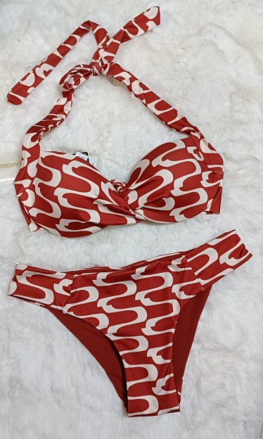 Biquini Meia Taça Torcido Com Amarração Morena Rosa Ref 8078