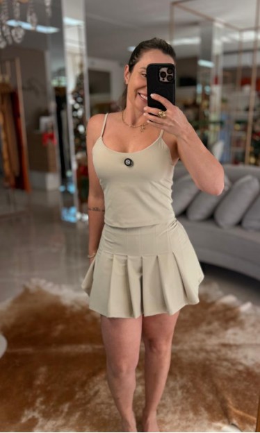 Regata Com Top Interno Bege Orgânico Alto Giro Ref 15177