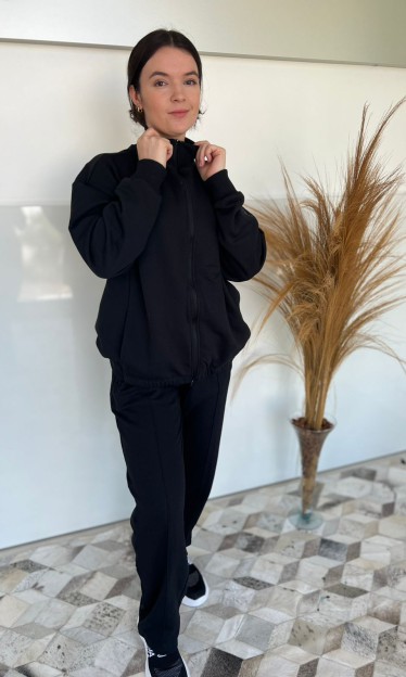 Jaqueta Moletom Com Zíper Preto