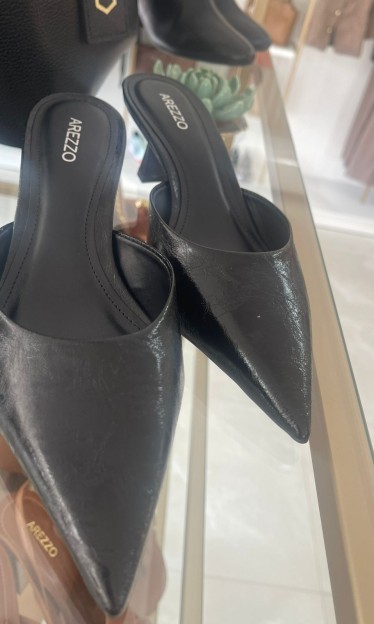 Sandália Salto Medio Preto Arezzo Ref 14597