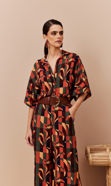 Vestido chemise com Maria CaCay Ref 13380