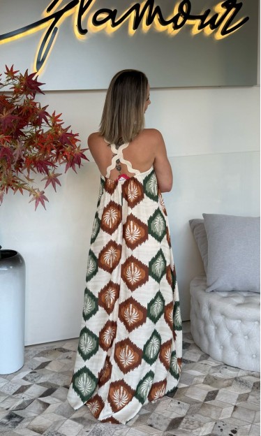 Vestido longo detalhe sianinha CaCay Ref 13377