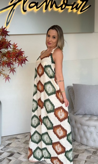 Vestido longo detalhe sianinha CaCay Ref 13377