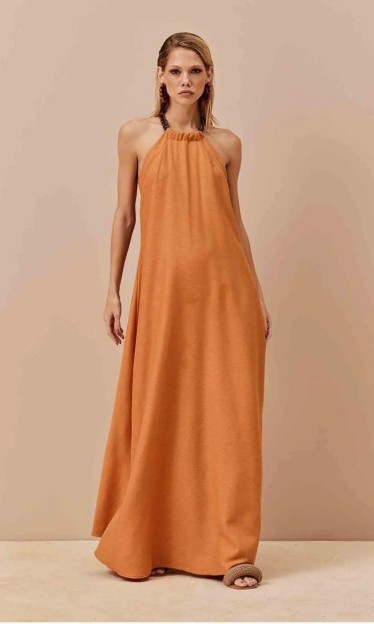 Vestido Longo Corrente Pescoço CaCay Ref 13741