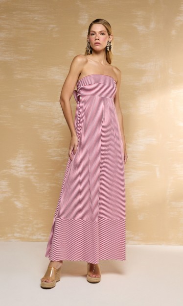 Vestido Listras Vermelho Carlota Costa Ref 15051