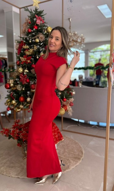 Vestido Midi Com Gola Carlota Costa Ref 16042