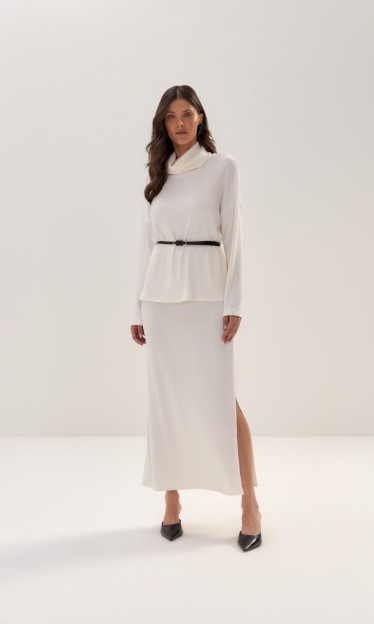 Conjunto coordenado blusa e saia e cinto Carlota Costa Ref 13411