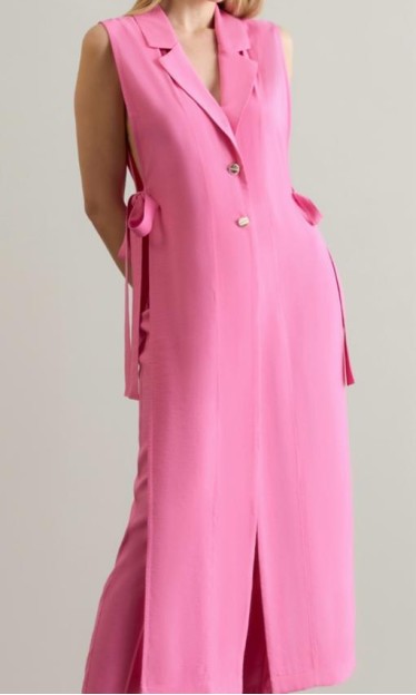 Colete Alongado com Amarração Carlota Costa Pink Ref 13673