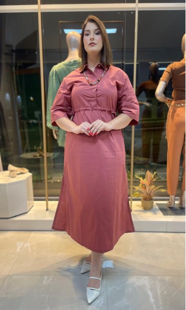 Vestido Midi Liso Carlota Costa Por Simone Gomes Ref. 13677