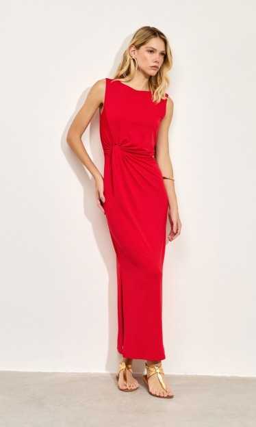 Vestido Midi Torção Vermelho Carlota Costa Ref 15237
