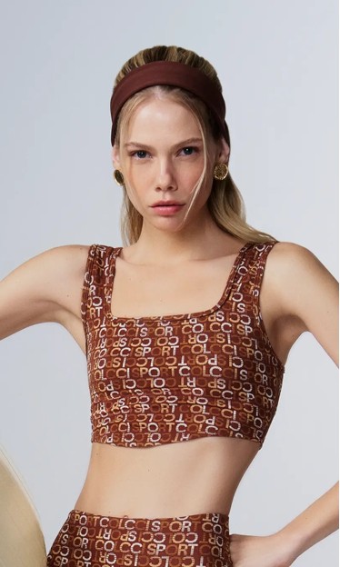 Top Jacquard Colcci Marrom/Bege/Off Ref 14677